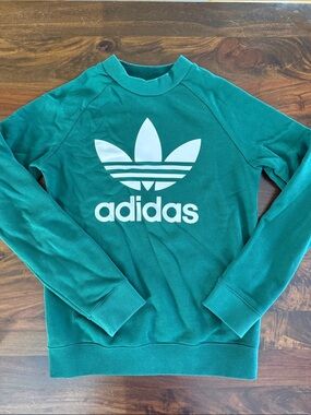 adidas Green Crewneck Sweatshirt with White Trefoil Logo